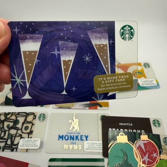 Lot of 24 Starbucks Cards 2015 to 2019 Year of The Monkey & Dog Braille– NICE! - Picture 11 of 12